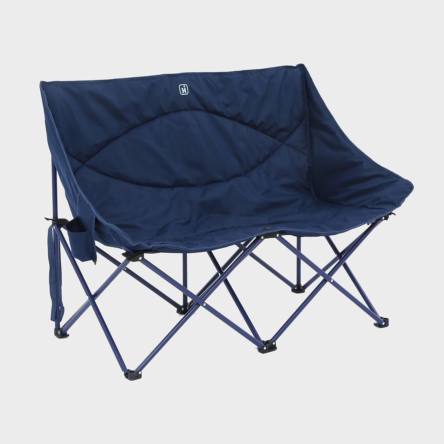 Double Quilted Camping Chair for 2 Folding Blue Seat