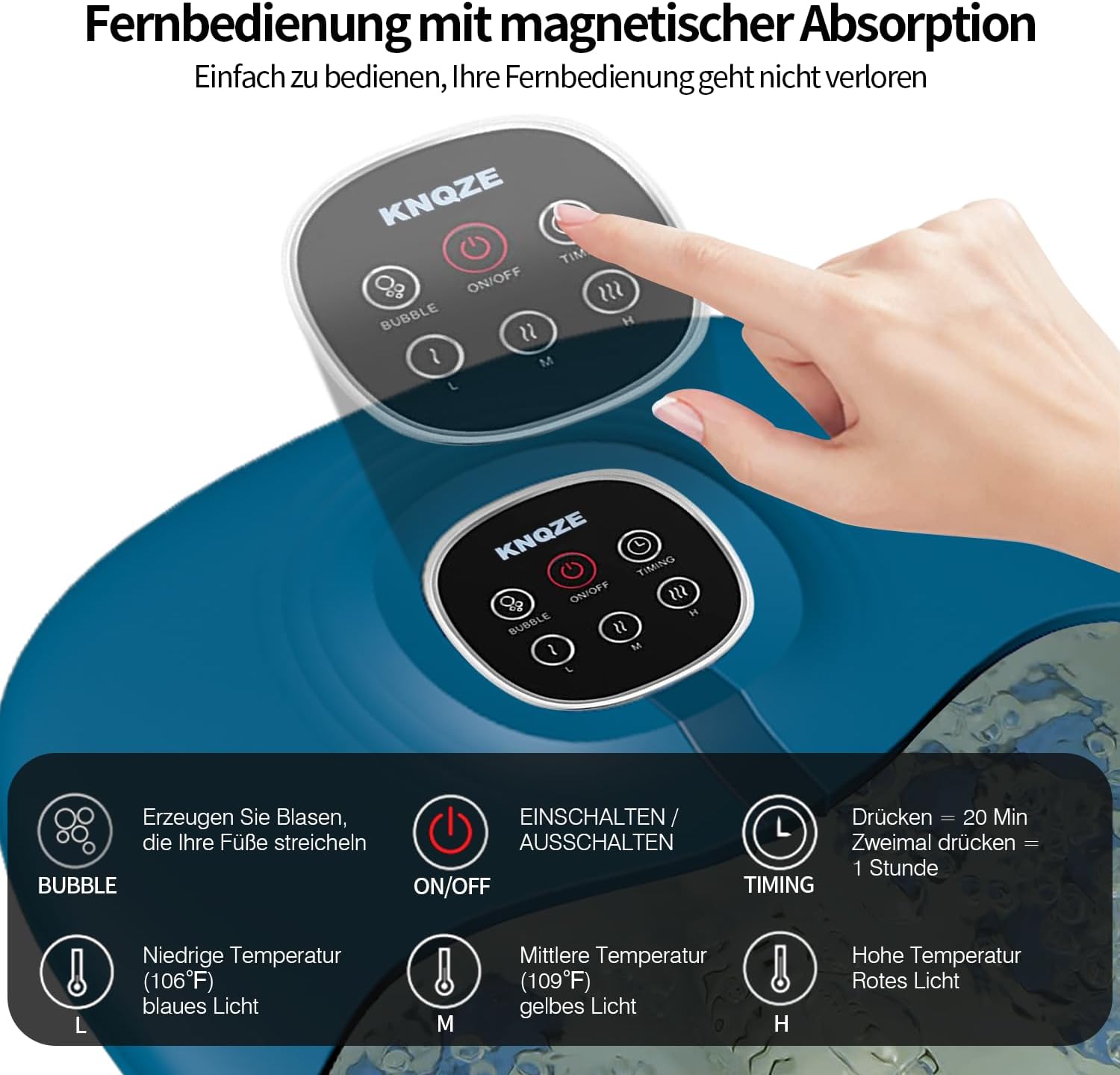 Heated Foot Spa Massager Remote Control Foldable Rollers Bubbles