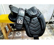 Black Leather Treeless Horse Saddle 16 Inch Soft Seat