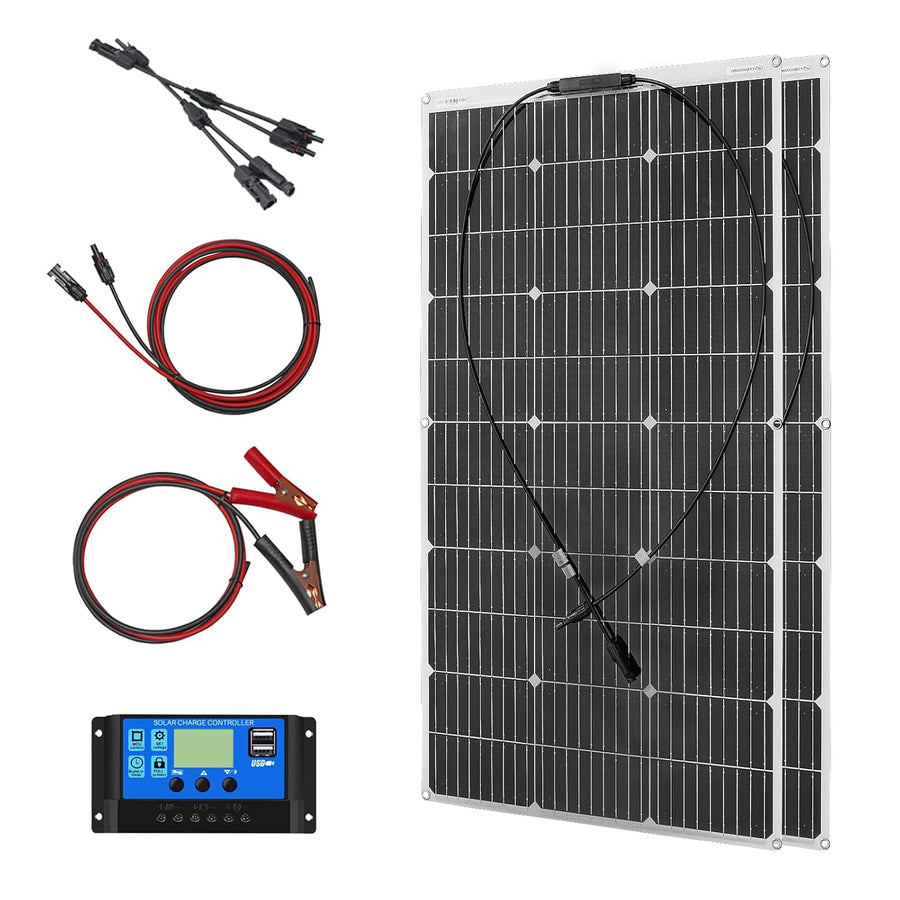 200W Flexible Solar Panel Kit 20A Controller Boat RV Balcony 23