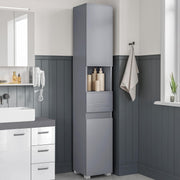 Tall Slim Bathroom Storage Cabinet Drawer Adjustable Shelves Grey 170cm