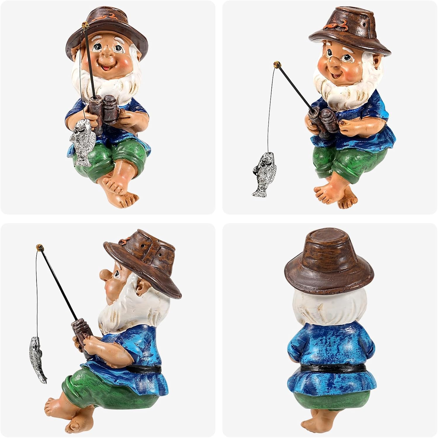 Fishing Garden Gnome Resin Outdoor Pond Lawn Decor Statue
