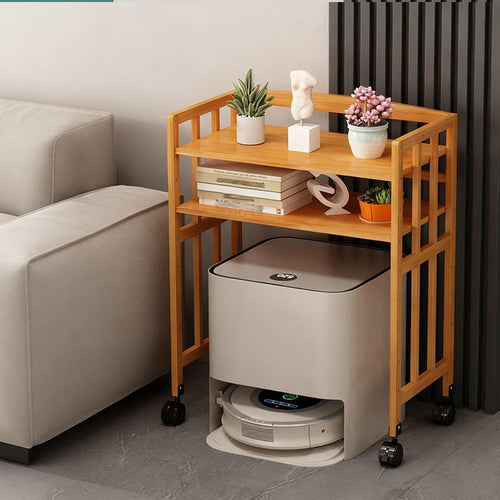 3 4 Tier Robot Vacuum Storage Shelf Adjustable Rolling Organizer Stand
