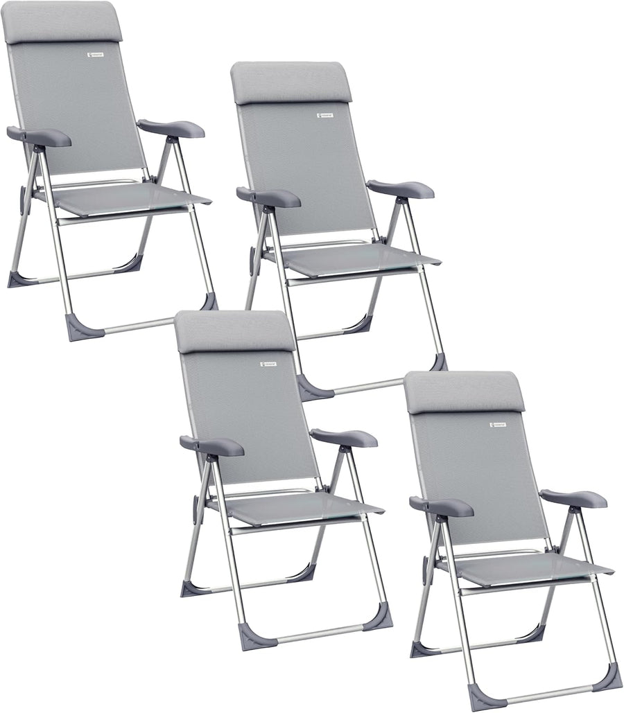 4 Pack Grey Melange Folding Garden Chairs High Back