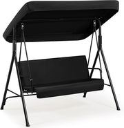 3 Seater Patio Swing Chair Canopy Cushion Black