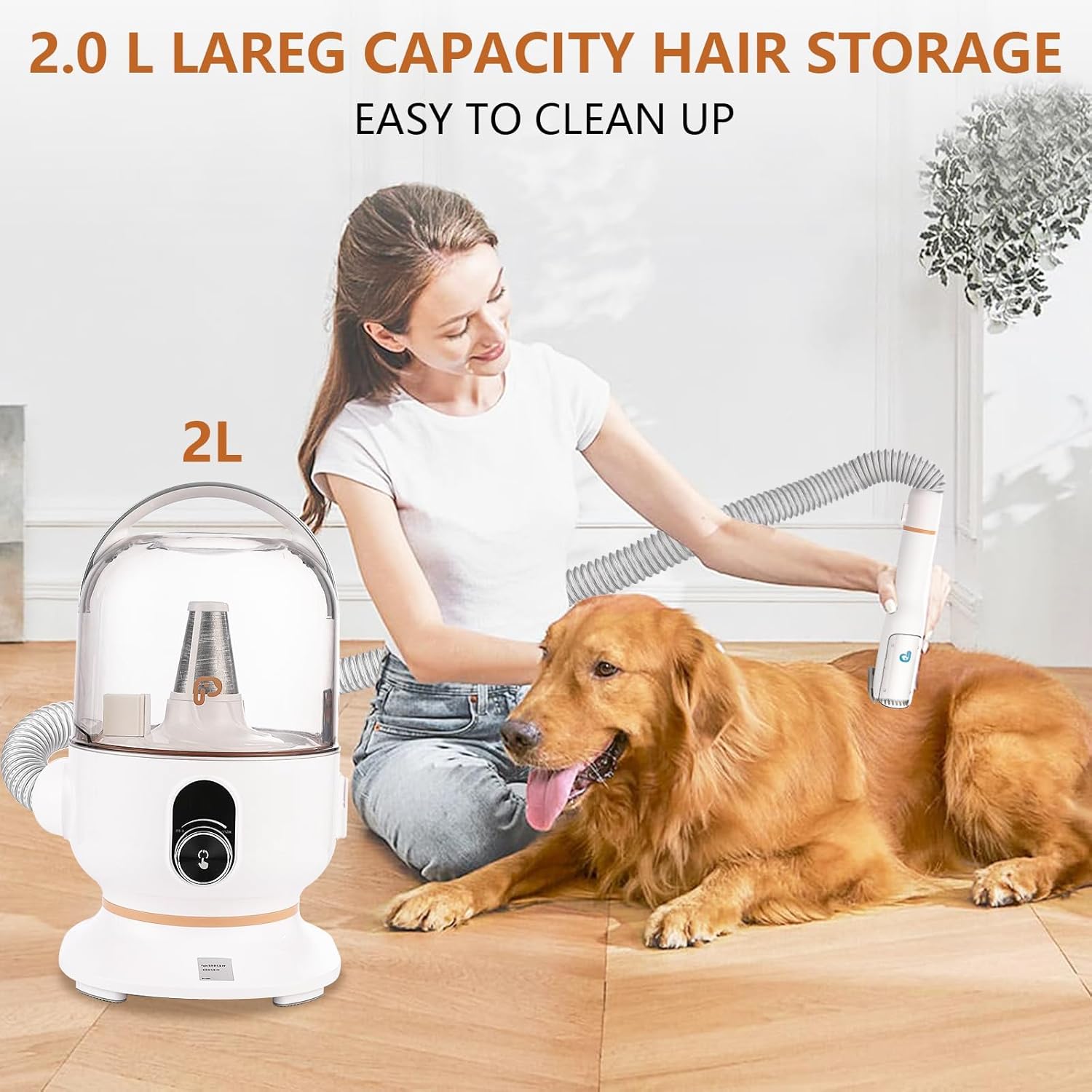 Dog Hair Vacuum Cleaner 5 in 1 Pet Grooming Kit 2L Low Noise