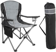 XL Folding Camping Chair Heavy Duty 160KG Black