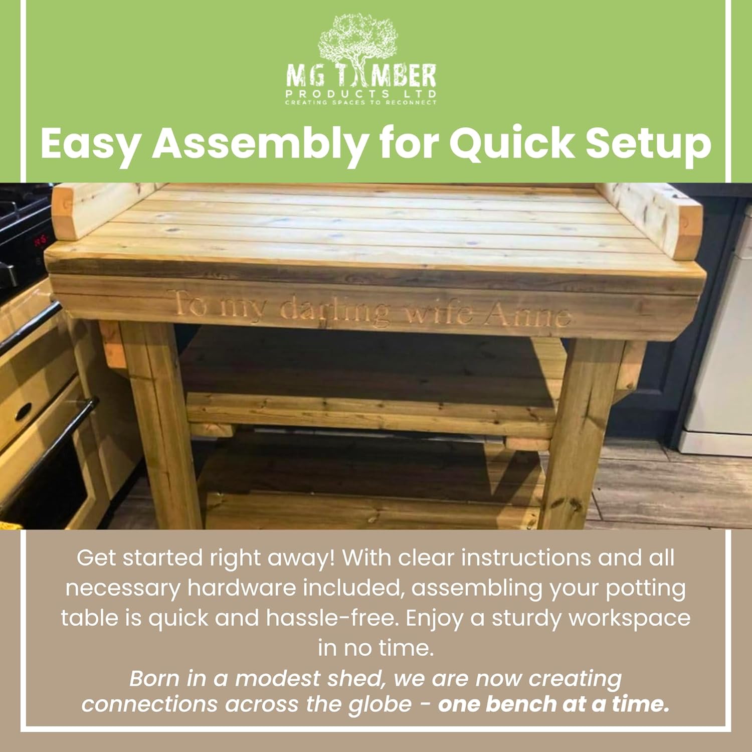 Heavy Duty Wooden Potting Table 6FT Garden Work Bench
