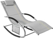 Outdoor Rocking Recliner Chair with Pillow Pocket Grey