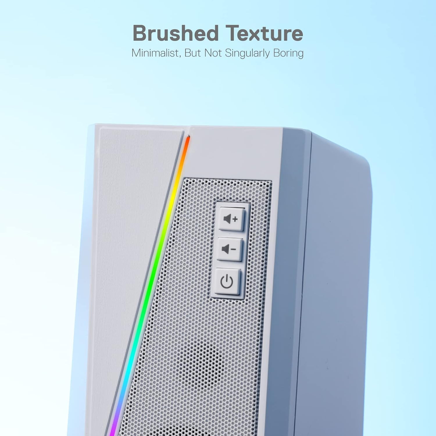 PC Speakers RGB Stereo USB Powered Desktop Audio White Bass