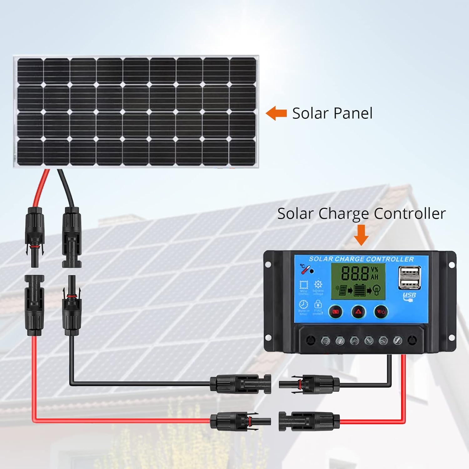 20M Solar Panel Extension Cable 6mm 10AWG IP68 Waterproof