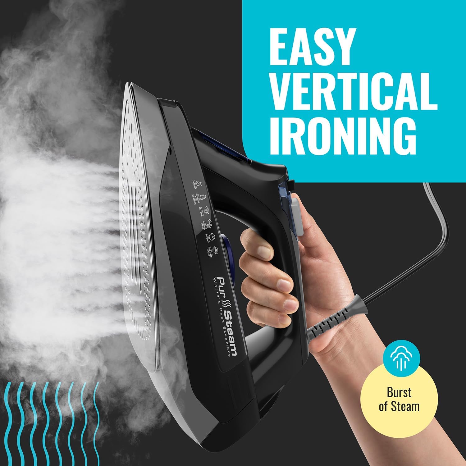 Powerful Steam Iron 3050W Stainless Soleplate Self Clean Auto Shutoff