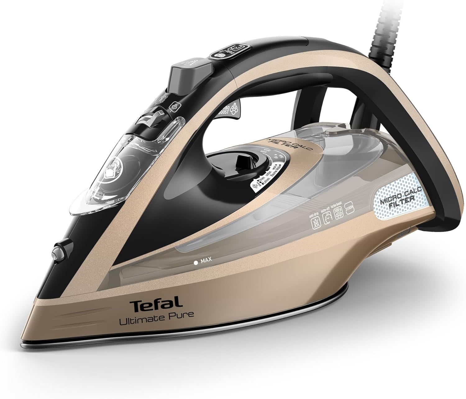 3100W Steam Iron 300g Steam Boost Durilium Soleplate 350ml Tank