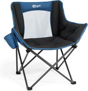 Mesh Back Tub Camping Chair Wide Seat 150KG Blue