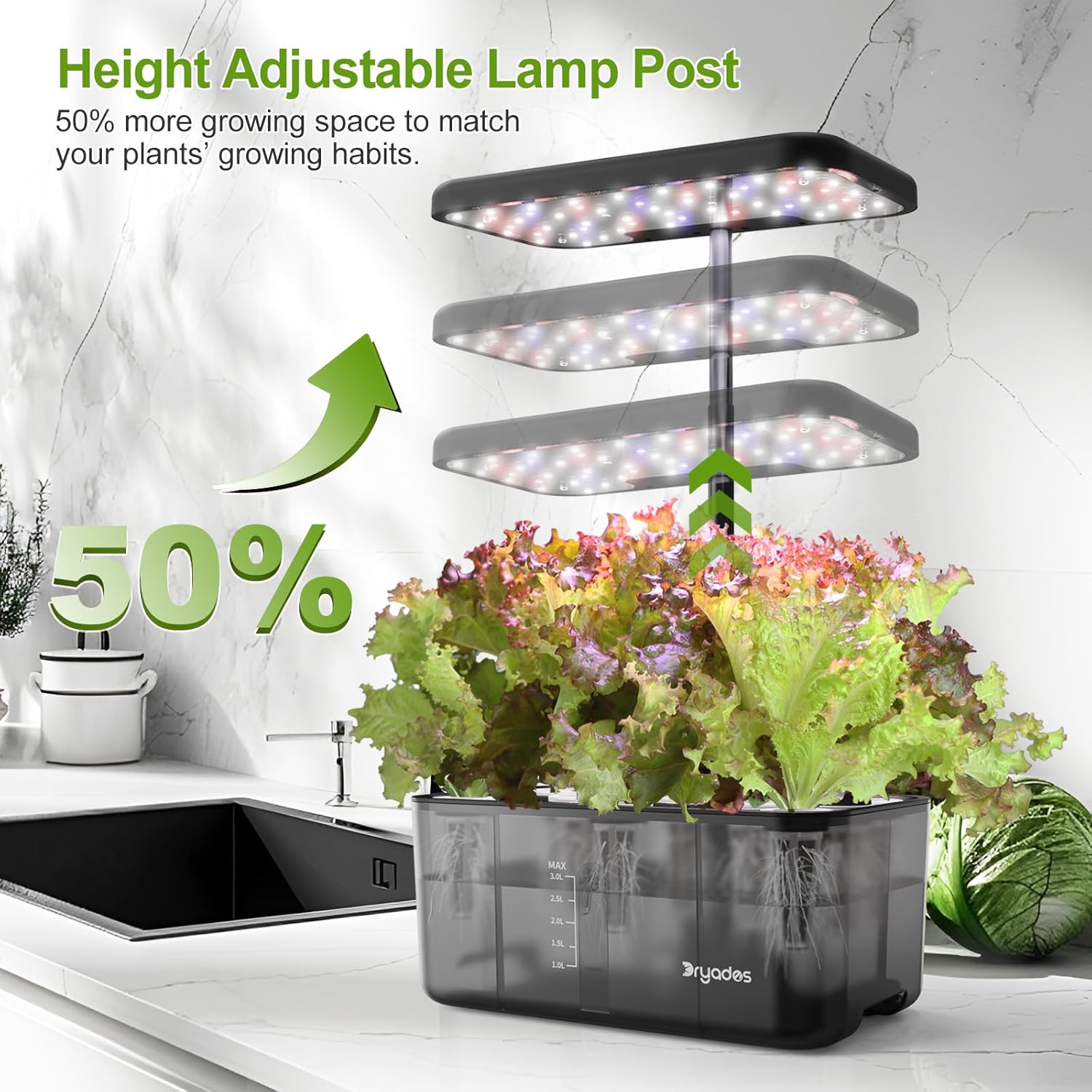 Hydroponic Growing System 8 Pods LED Indoor Herb Garden Kit