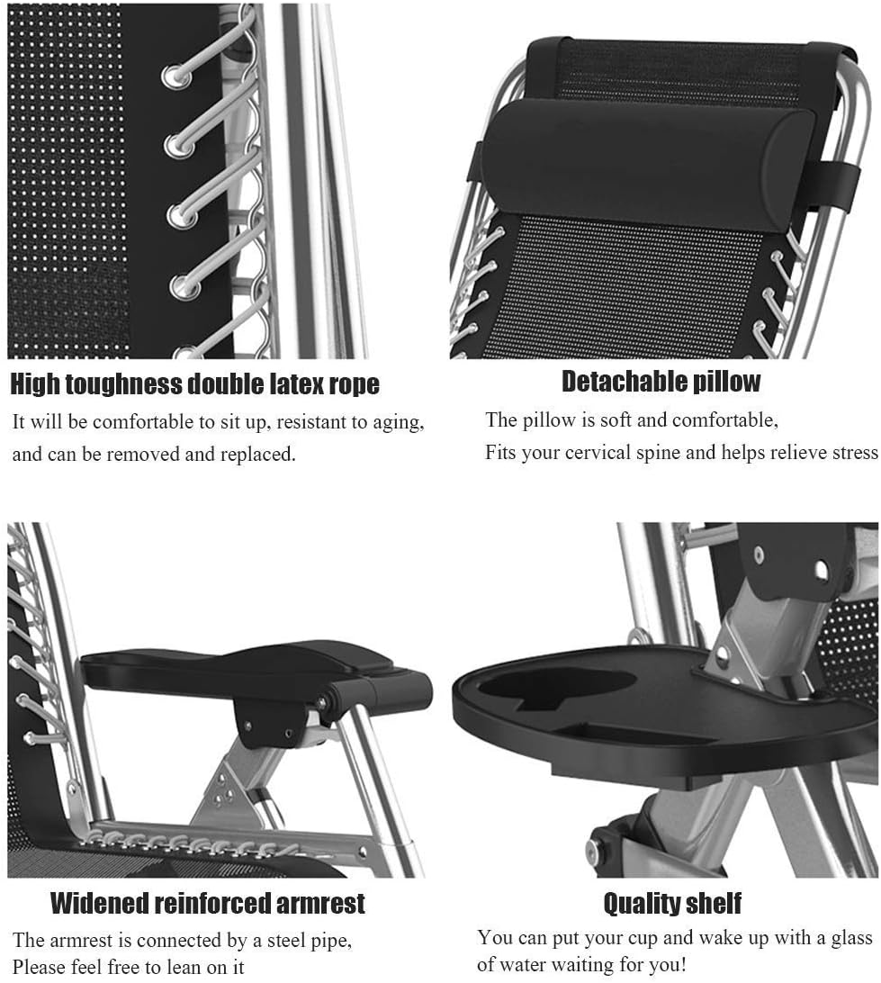 Zero Gravity Patio Lawn Reclining Chair Heavy Duty Sun Lounger Black