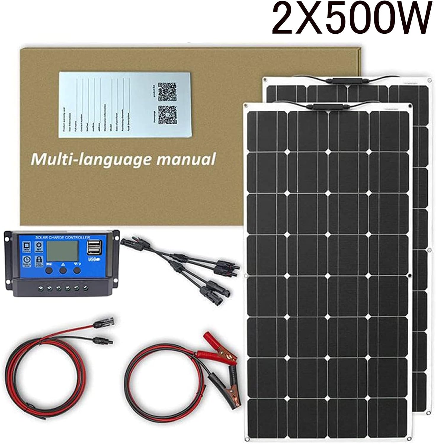 1000W Flexible Solar Panel Kit 2 x 500W 18V Monocrystalline