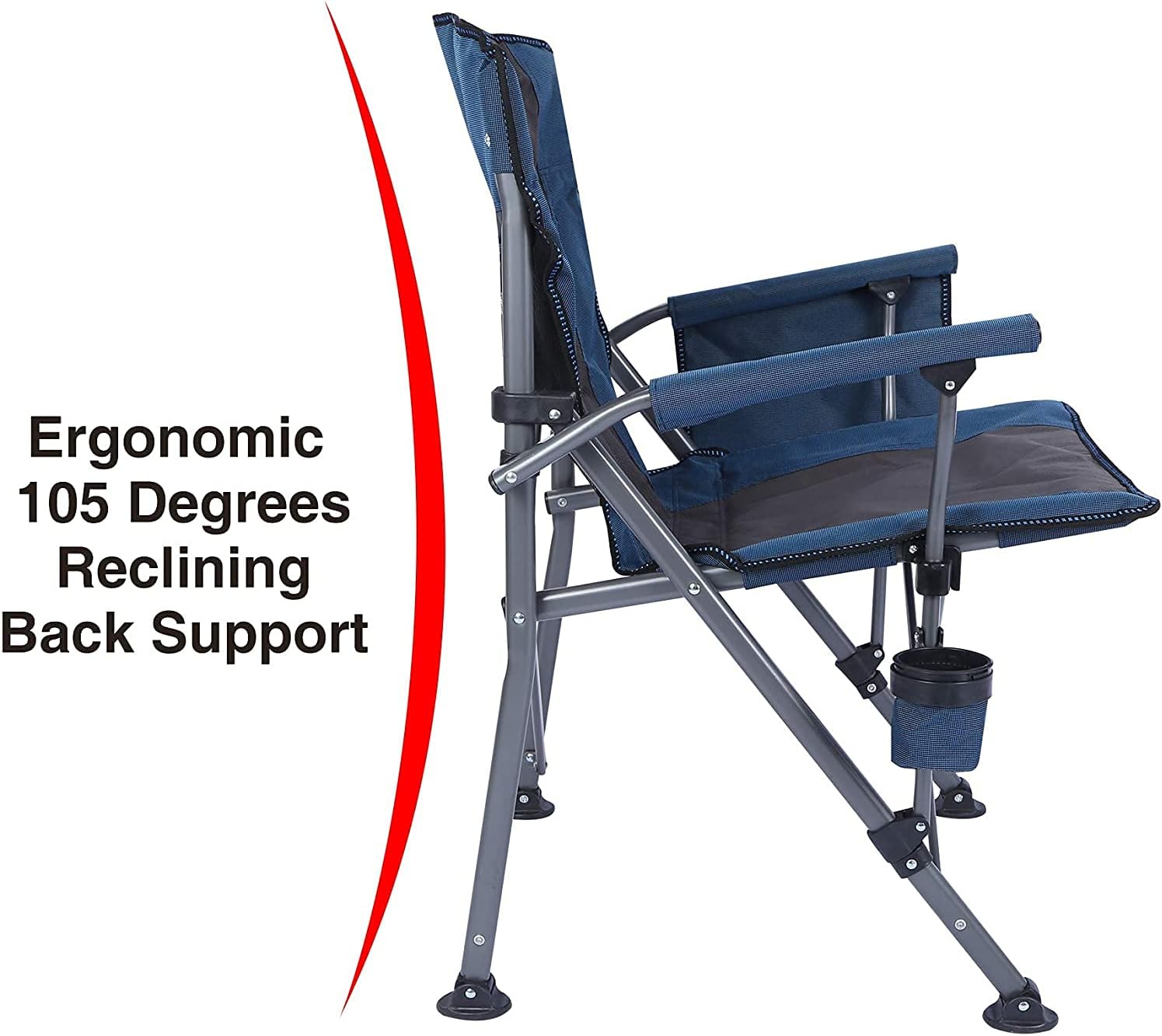 Set of 2 Oversized Folding Camping Chairs 200kg Navy