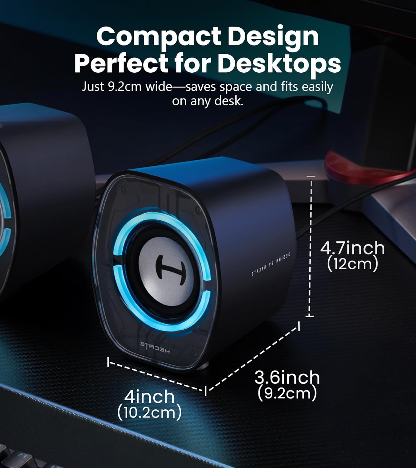 Gaming PC Speakers RGB Bluetooth USB AUX Compact Desktop