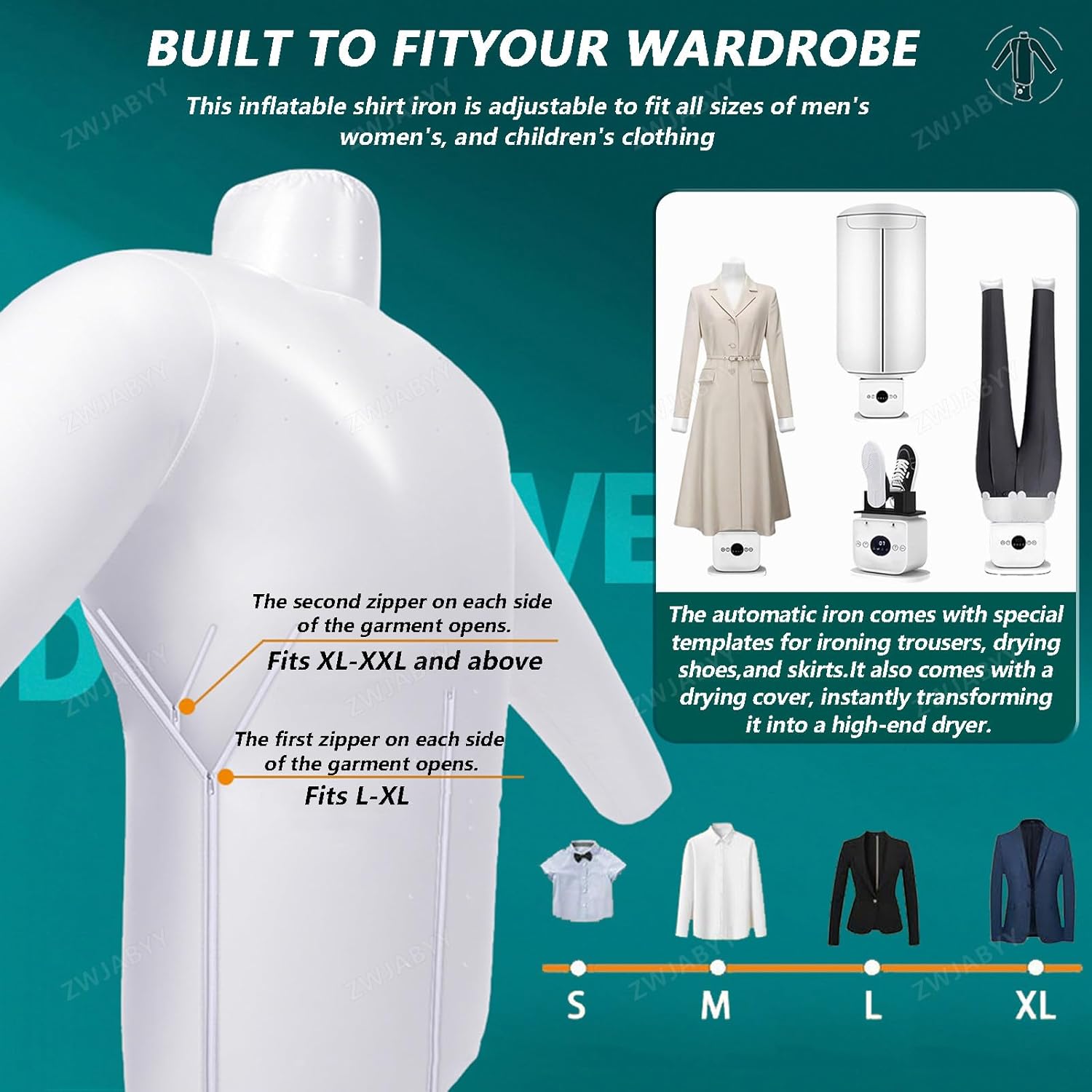 Automatic Garment Steamer Dryer Hands Free Wrinkle Remover Portable