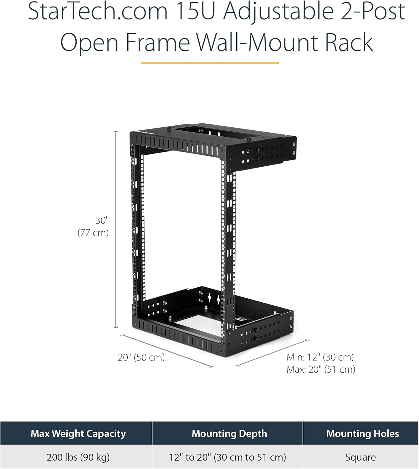 15U 19in Wall Mount Open Frame Network Rack Steel