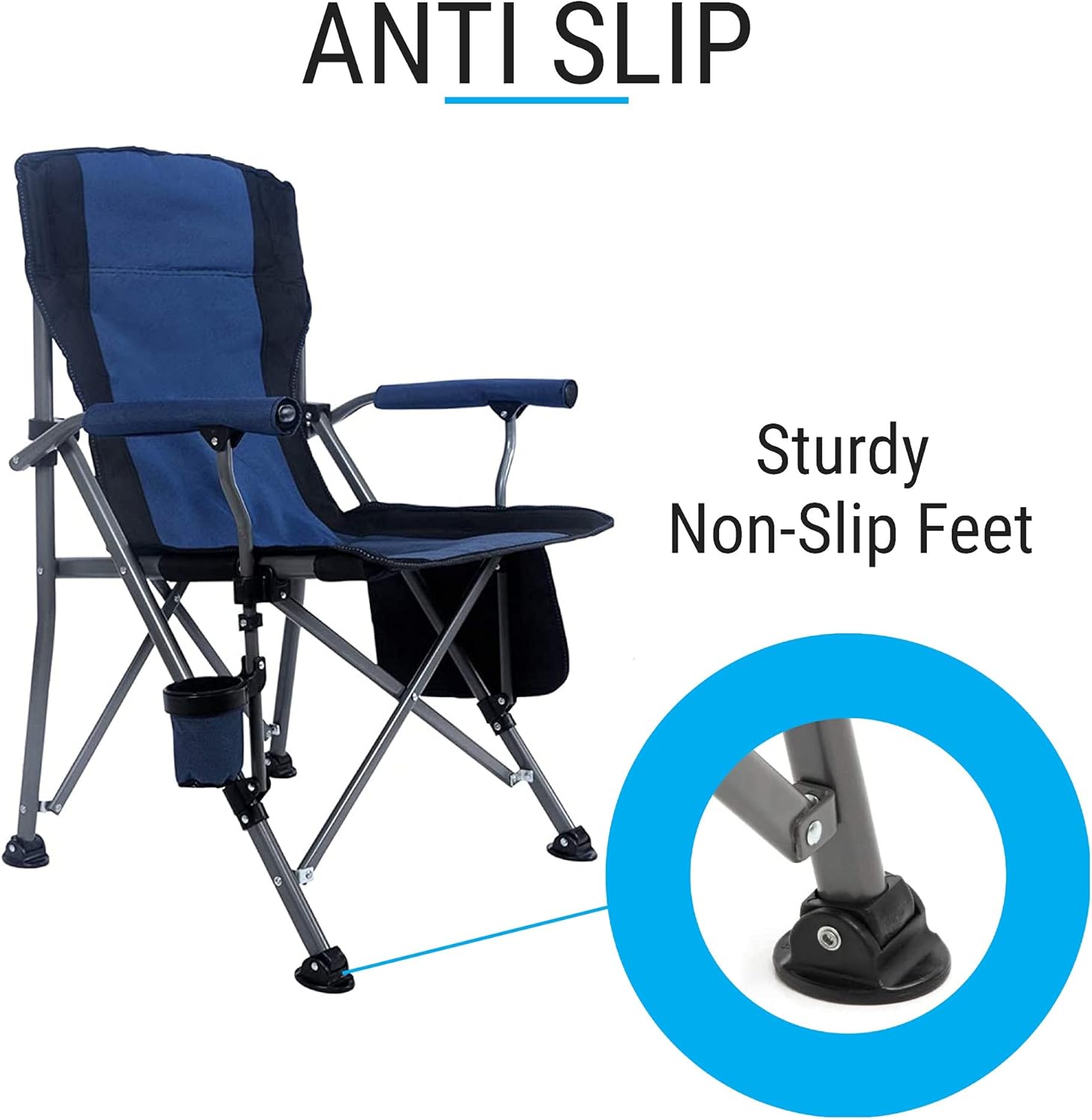 Blue Folding Camping Chair Heavy Duty Portable Seat