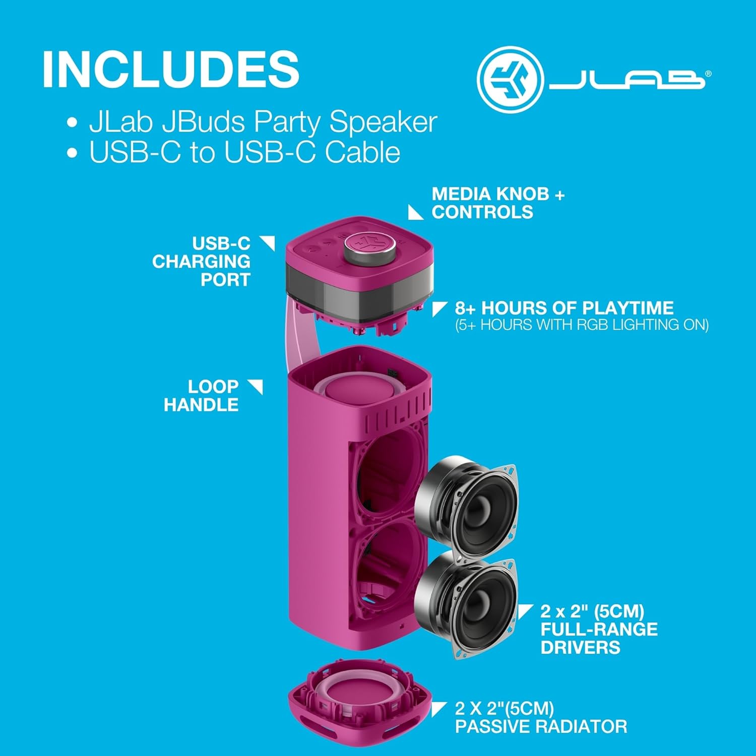 Bluetooth Party Speaker 30W Portable RGB Lights 12H Playtime