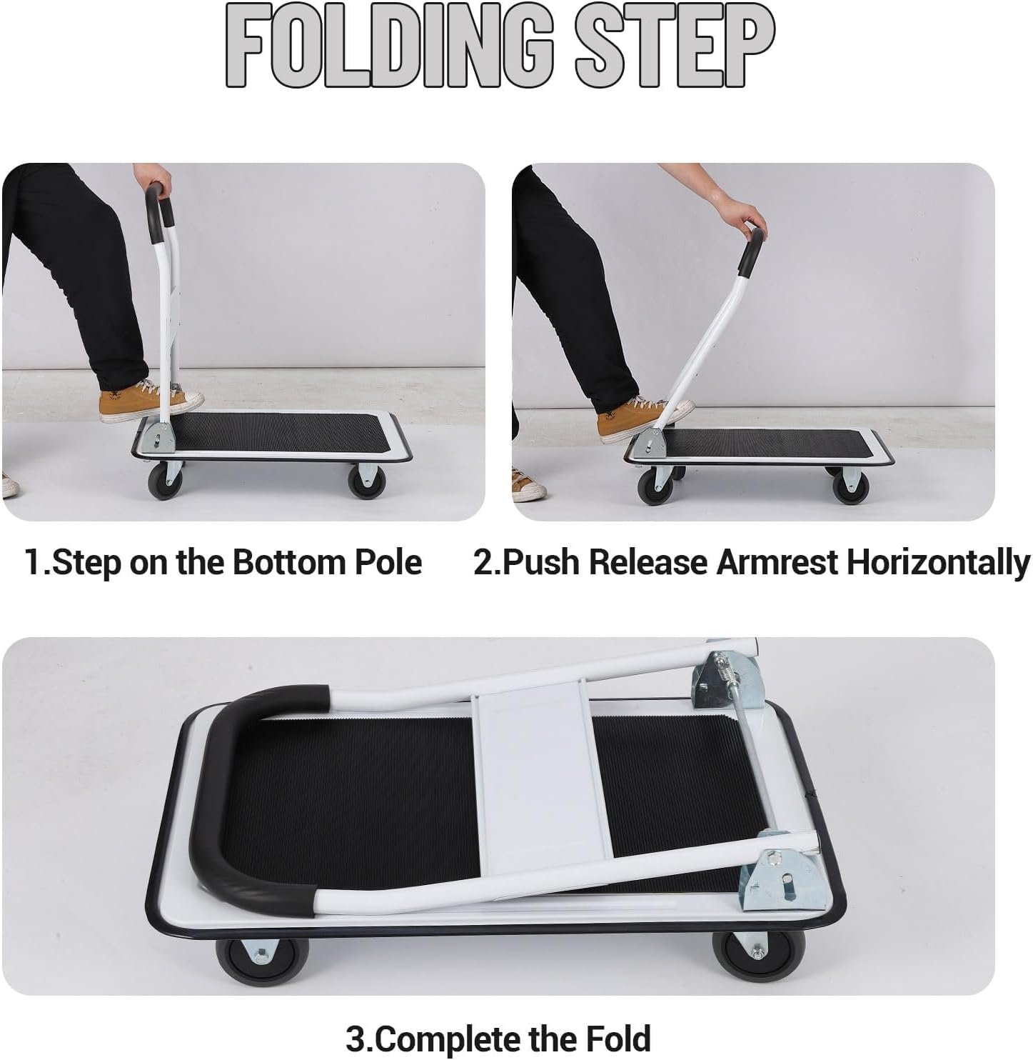 150KG Heavy Duty Platform Truck Folding Flatbed Trolley
