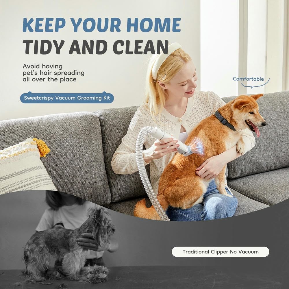 Pet Grooming Vacuum Kit Cordless Quiet Hair Trimmer White