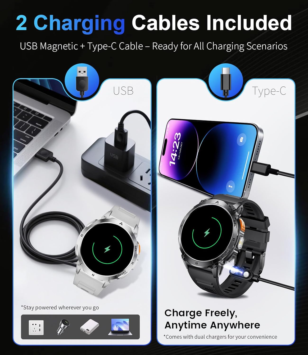 Military Smart Watch AMOLED Bluetooth Call 120 Sport Modes