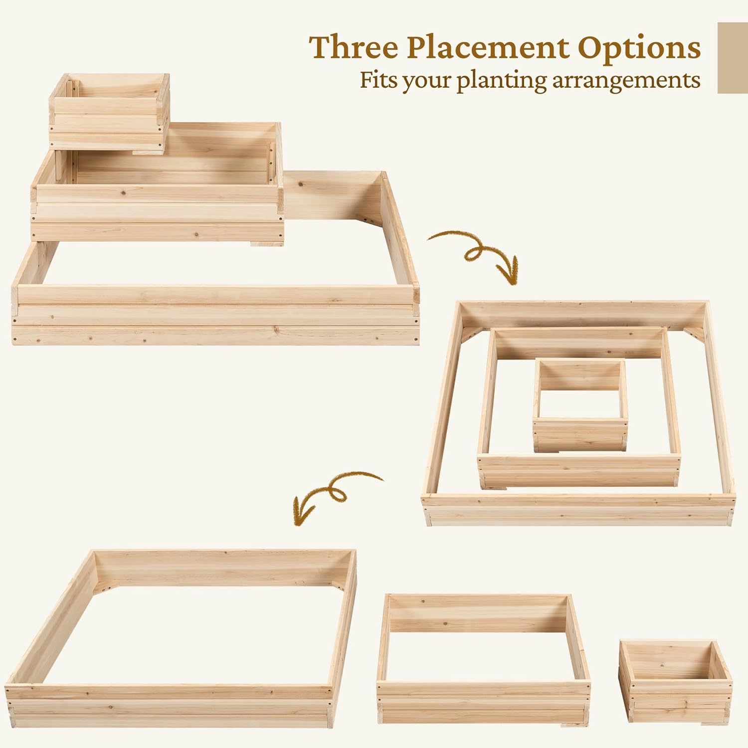 Wooden Raised Garden Bed 3 Tier Planter Box Outdoor Herb Veg Bed