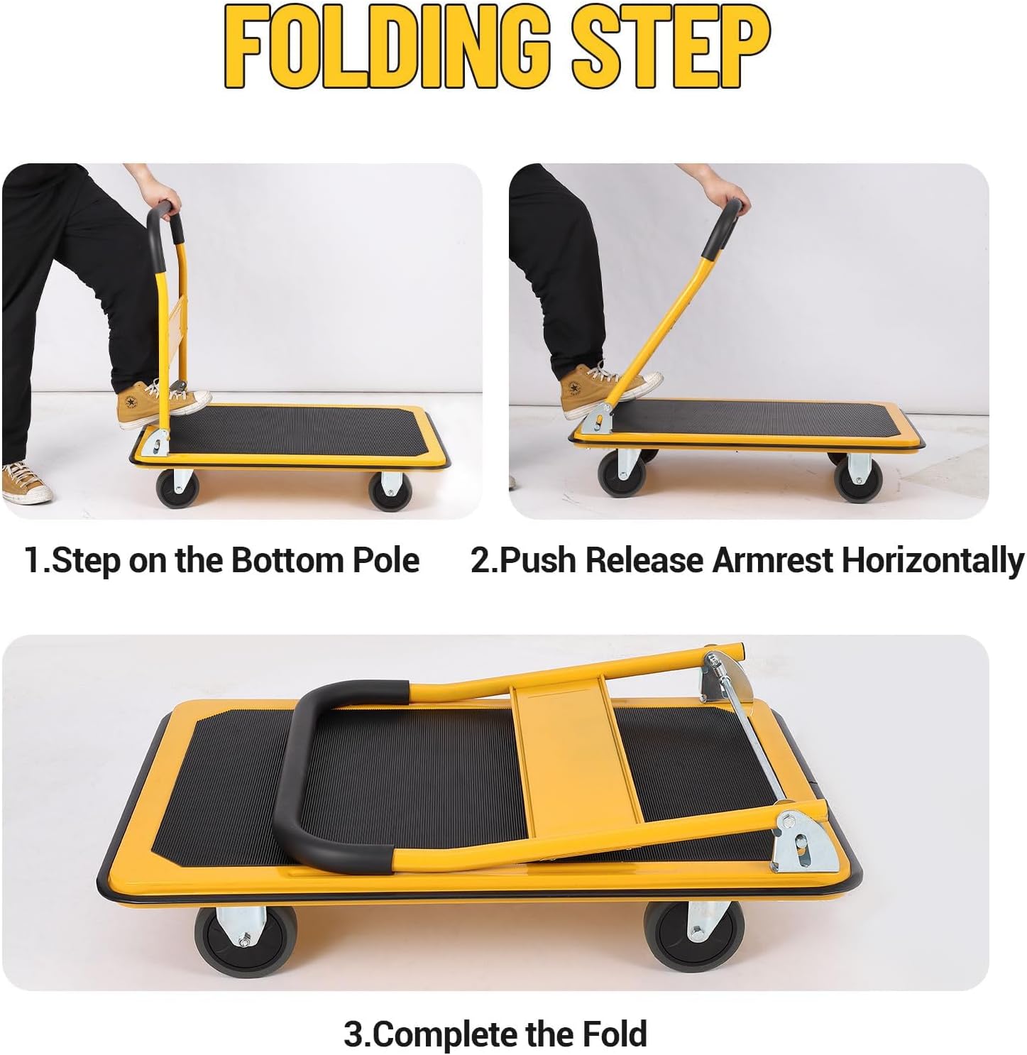 400KG Heavy Duty Platform Truck Folding Flatbed Trolley