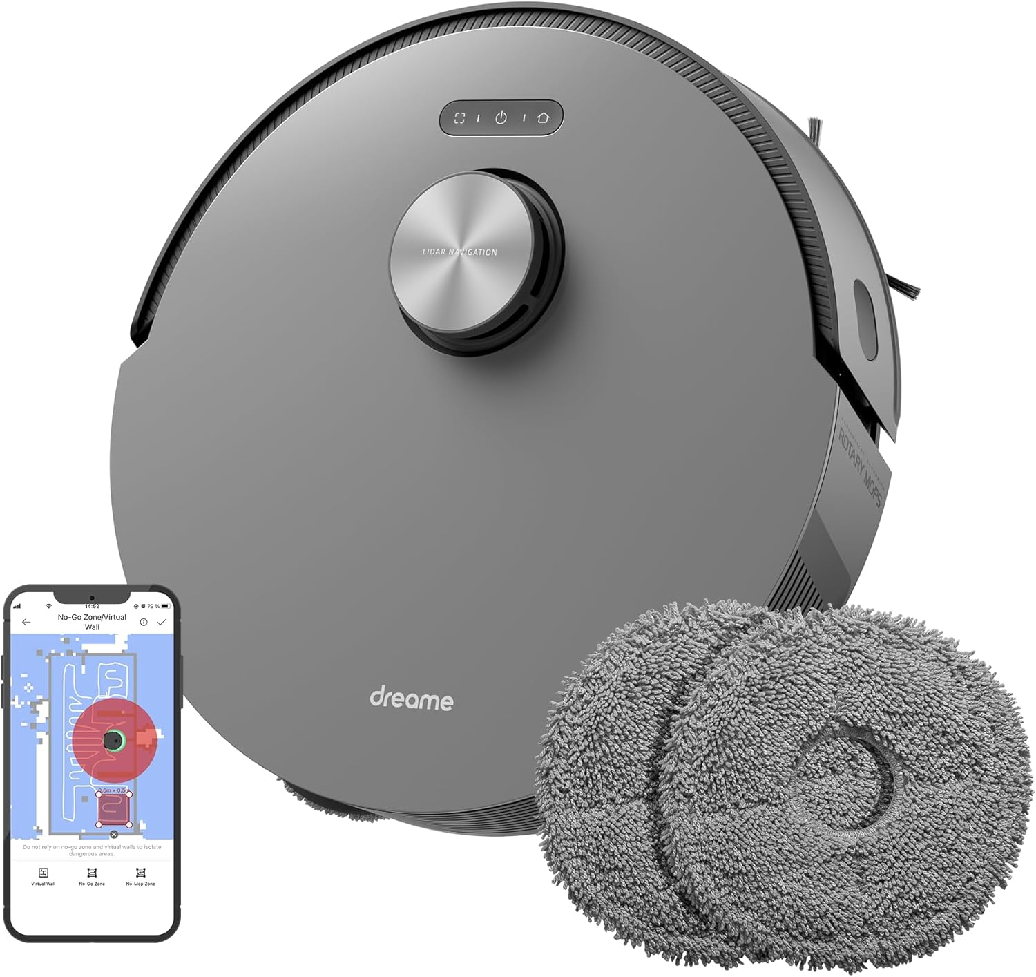 Robot Vacuum Mop 5300Pa LiDAR Mapping Smart Clean Pet Hair