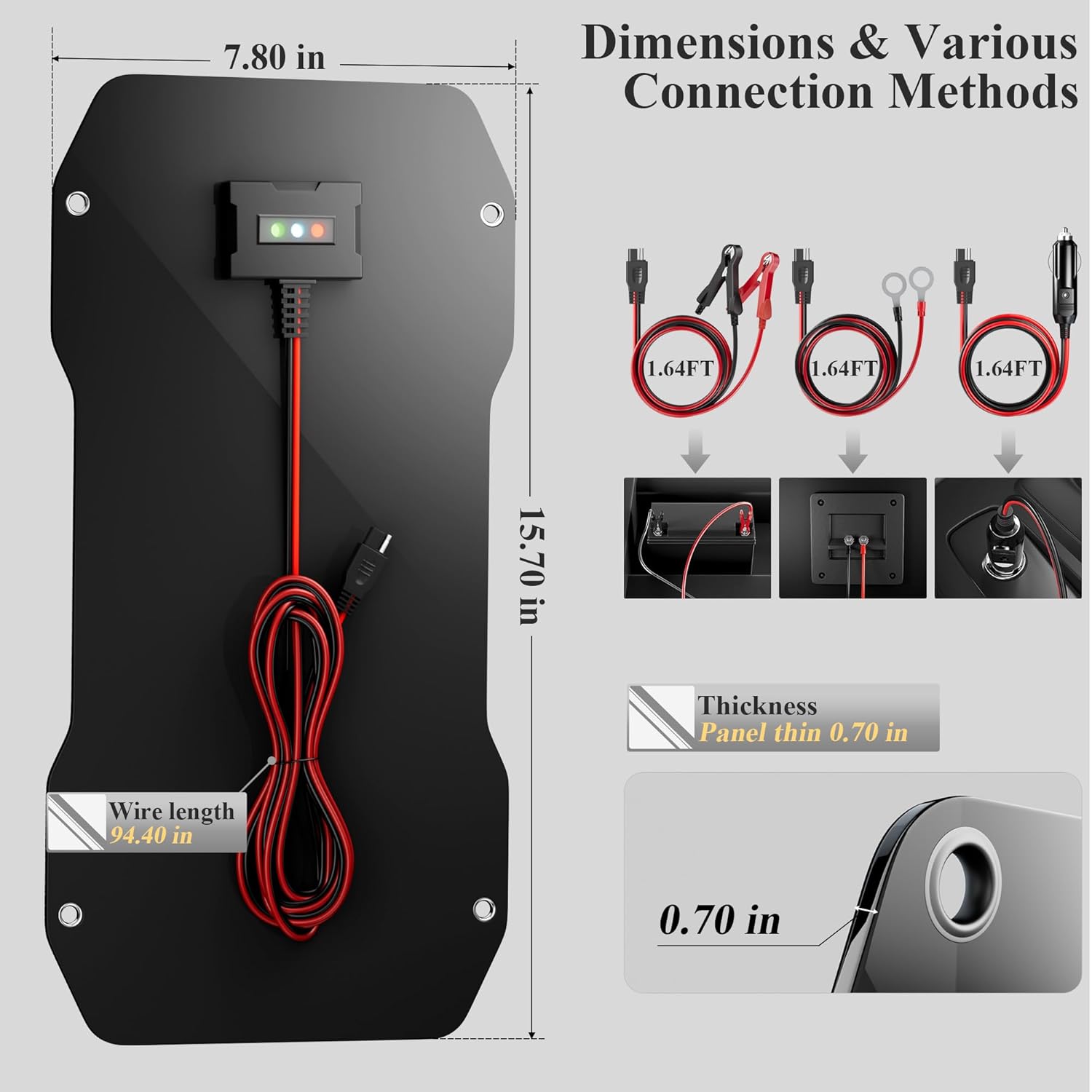 10W Solar Car Battery Charger 12V Waterproof Trickle Charger