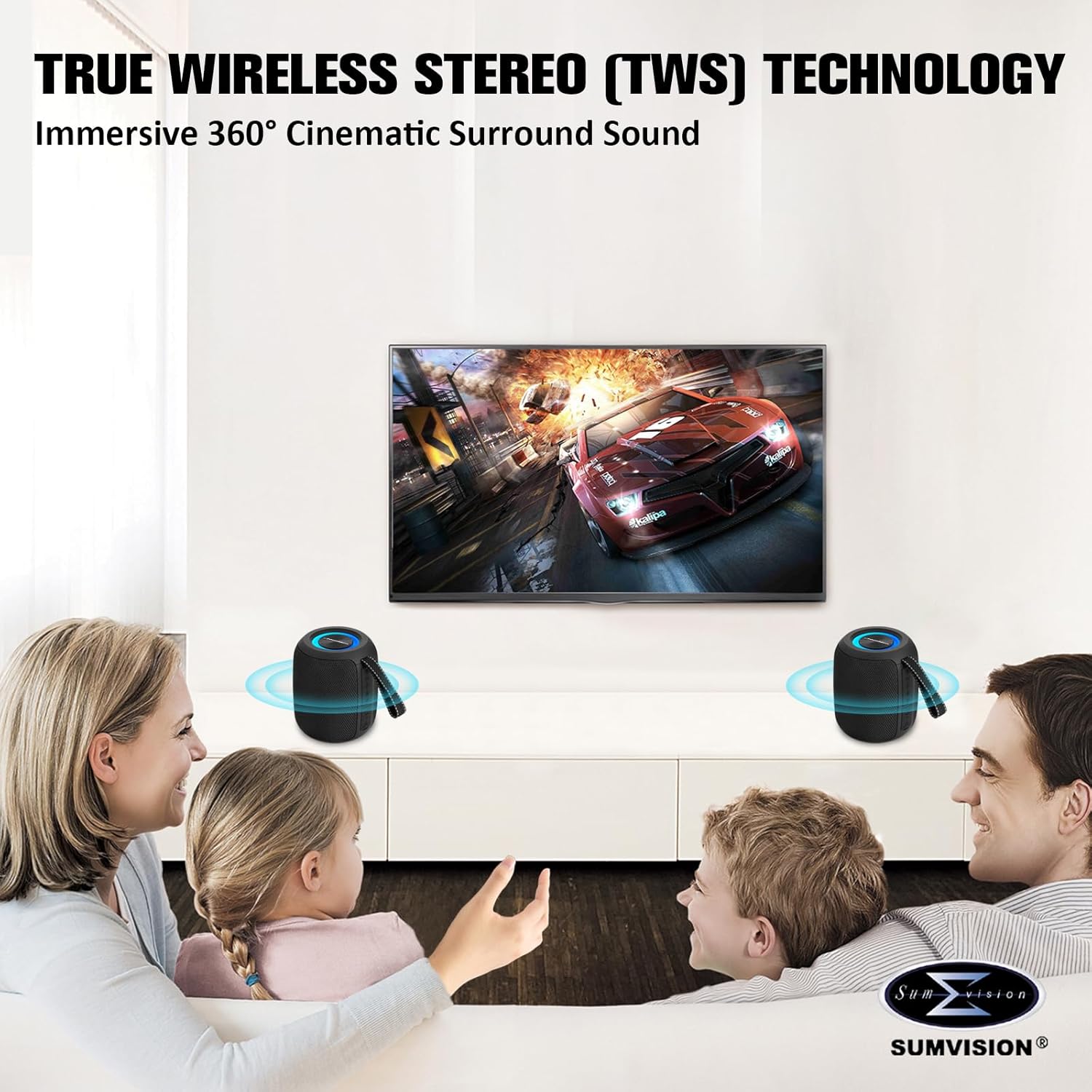 Portable Bluetooth Speaker 16W Stereo RGB Lights 21H Battery TWS