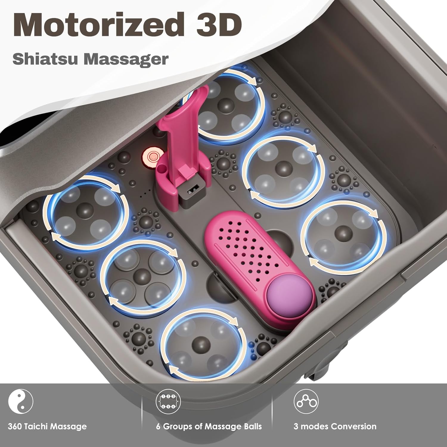 Collapsible Foot Spa Massager Heat Remote 24 Shiatsu Balls