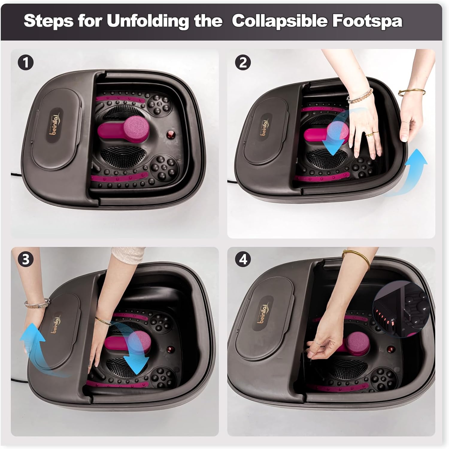 Collapsible Foot Spa Massager Remote Heat Bubble Pedicure Bath