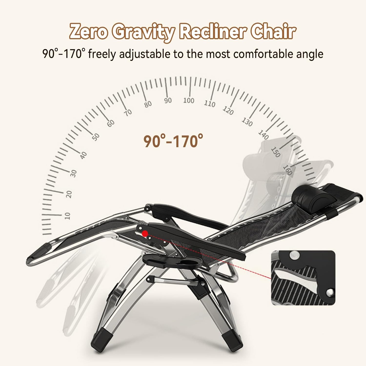 Zero Gravity Recliner Chair Wide Folding Sun Lounger Grey