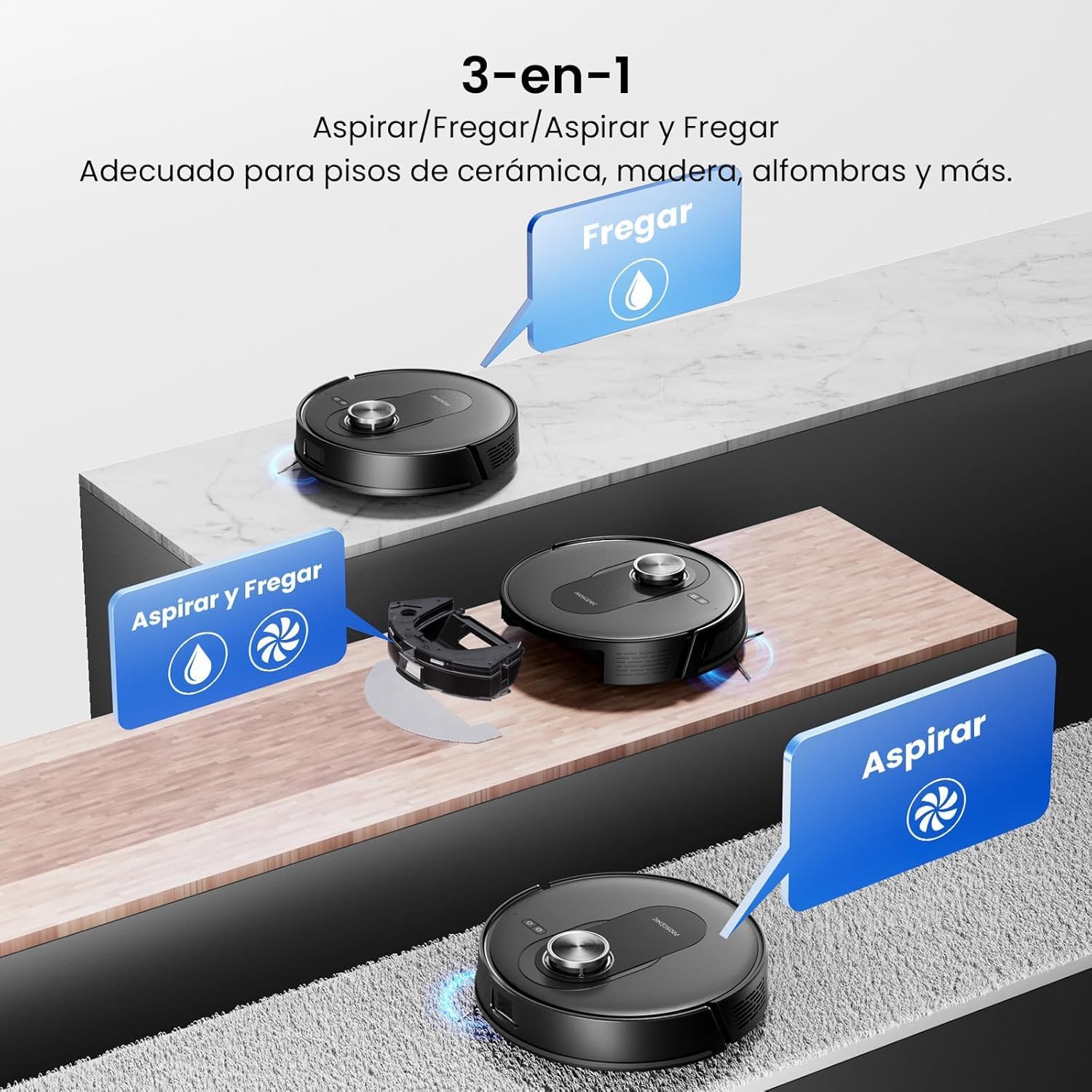 Robot Vacuum Mop 8000Pa Self Empty LiDAR 200Min Pet Hair