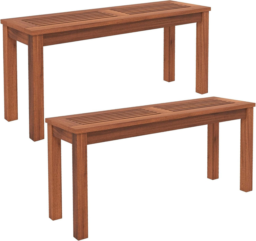 2 Seater Wooden Garden Bench Slatted Patio Seat 100cm