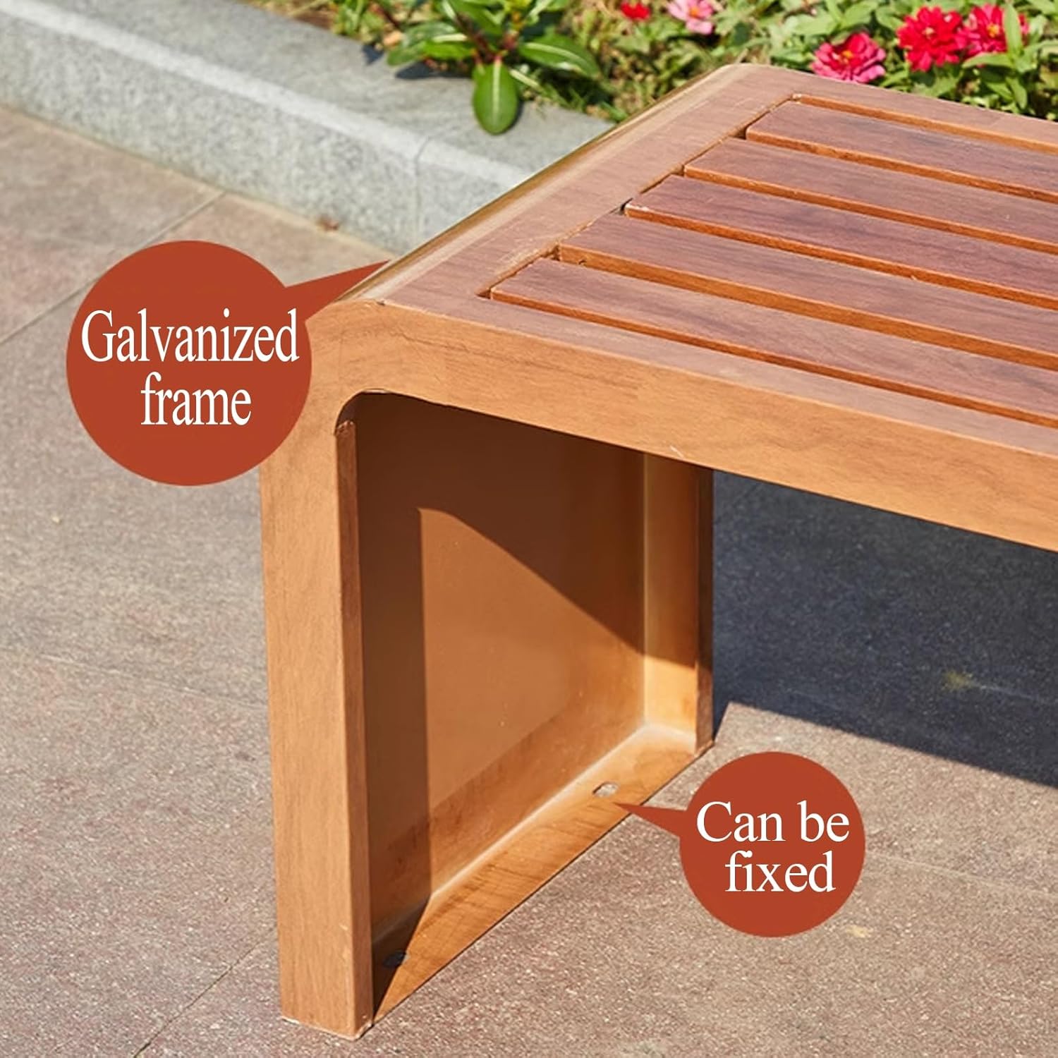 3 Seater Backless Metal Garden Bench Weatherproof Park Seat 1m