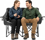 Double Camping Chair 2 Seater Padded Folding Sofa Black