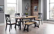 Industrial Dining Bench Oak Seat Black Metal Frame 140cm