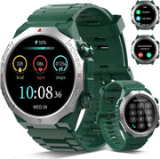 Military Smart Watch Green Bluetooth Call Fitness