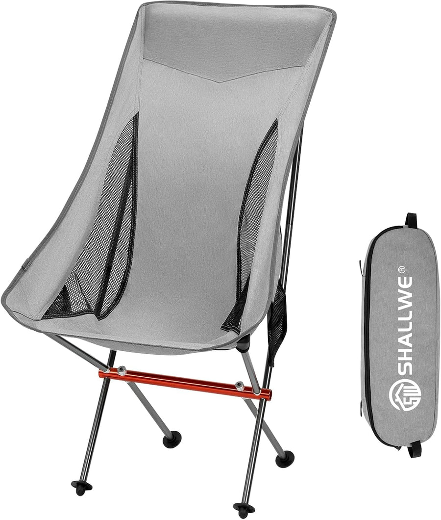 Ultralight High Back Camping Chair Foldable Silver