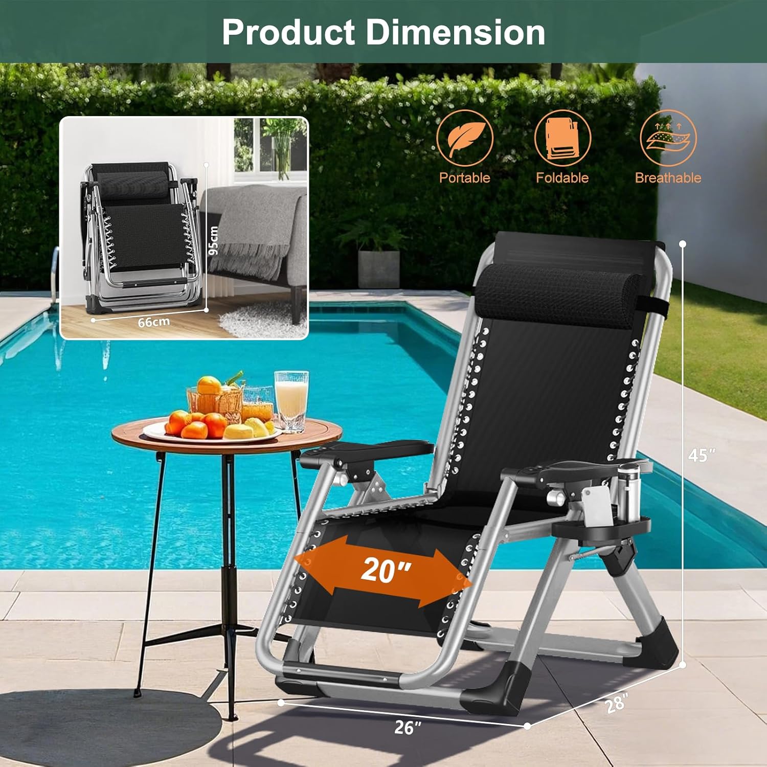 Zero Gravity Folding Sun Lounger Chair 200KG Heavy Duty Blue