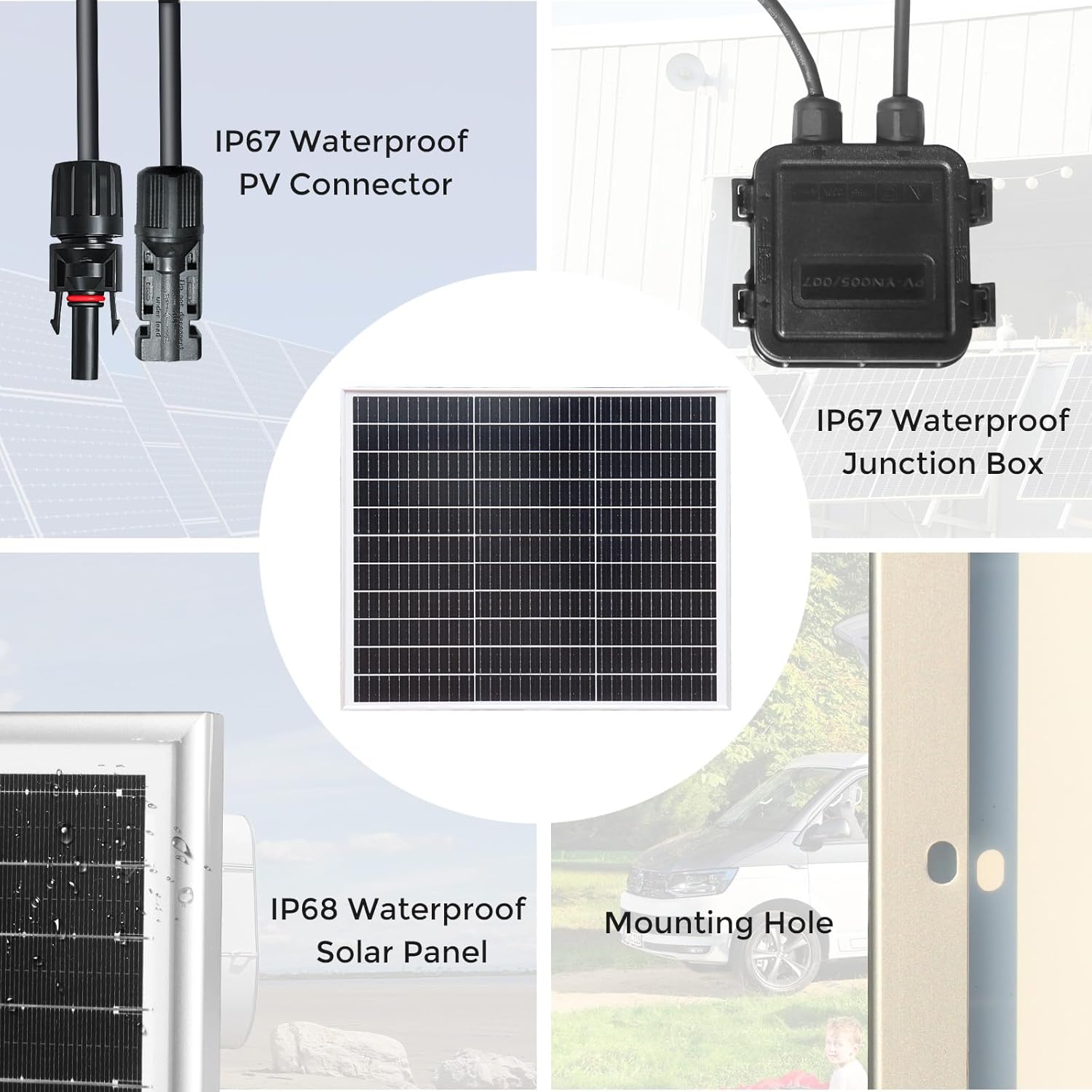 60W Solar Panel Kit 12V 24V Controller Boat Caravan Shed