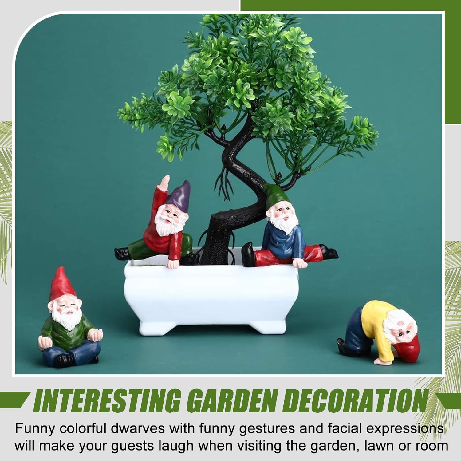 Mini Garden Gnome Figurines 4pcs Yoga Resin Fairy Decor Set