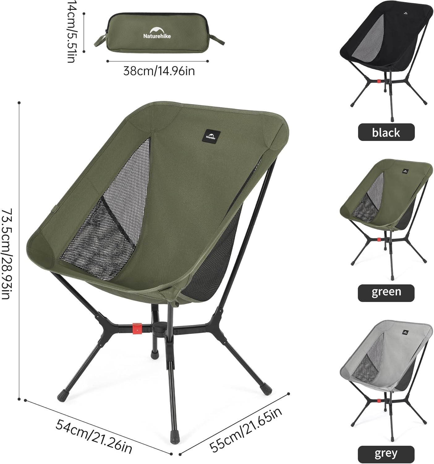 Lightweight Camping Chair Compact Folding Seat Green
