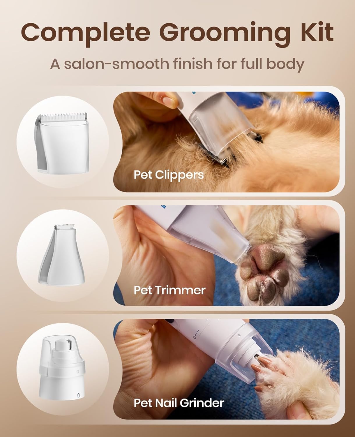 Dog Grooming Vacuum Kit 15000Pa 2L Quiet 6 Tool Set